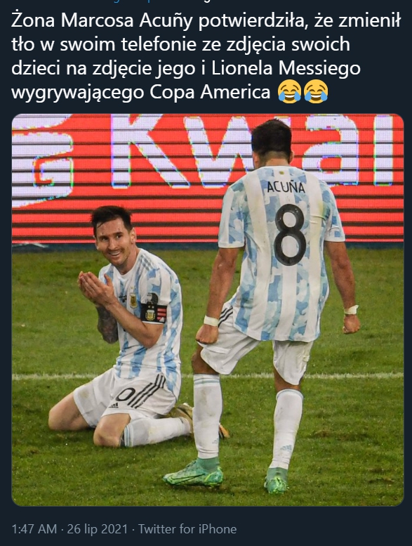 TAPETA Marcosa Acuñy na telefonie po Copa America! :D